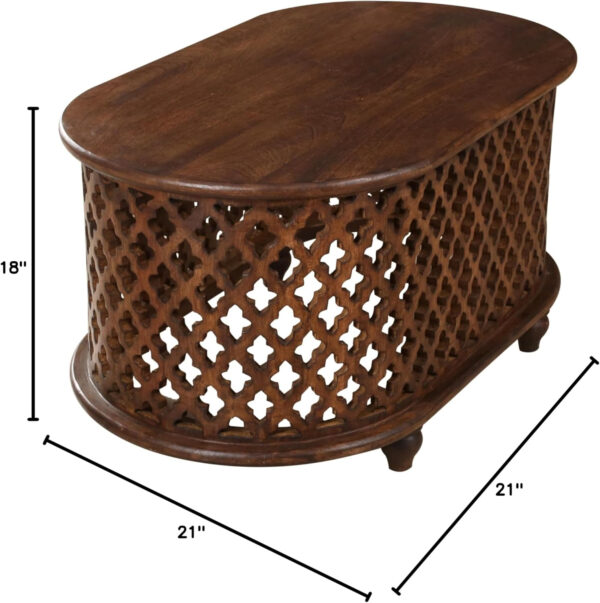 6887cfc1da9cd72a35d8da2060e7239ab9c8011c8d6833dd773d3.jpg The Wooden Town Solid Mango Wood Coffee Table - Oval Center Table for Living Room | Tea Table | Wooden Accent Table | 36x21x18 Inches | Handcrafted Modern Furniture for Home Décor