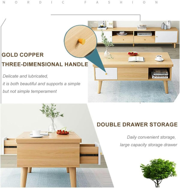 Wood Coffee Table with Storage, Lift Top Center Table for Living Room - Modern 3 in 1 Multi-Function Coffee Table with Hidden Compartment - Converts to Dining Table for Reception - End Tables