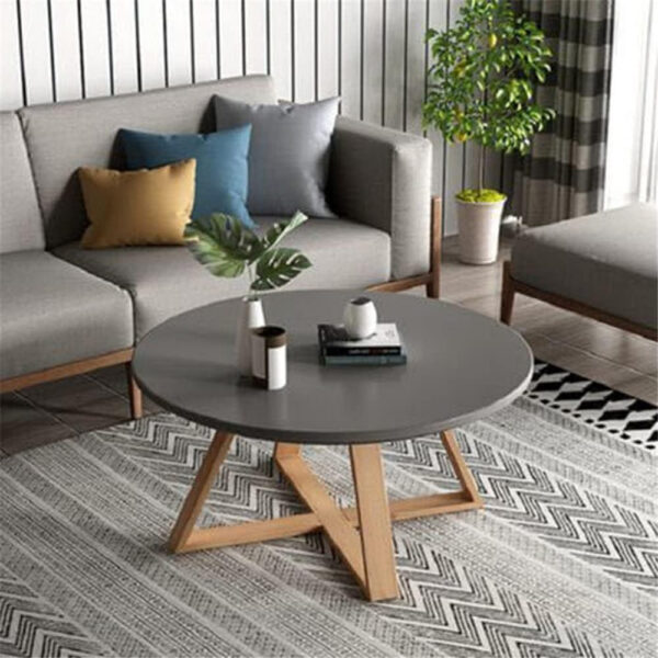 Coffee Side Table Nordic Style Solid Wood Round Side Table Contemporary Pedestal Side End Table Cross Leg Coffee Table Sofa Center Table for Living Room - 31.5" L x 31.5" W x 17.7" H Blue