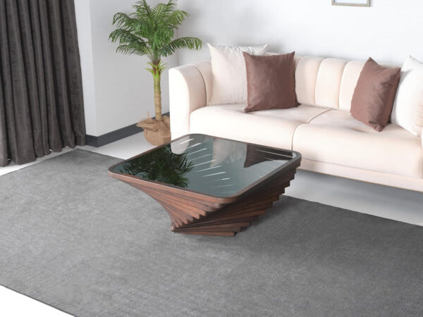 6887d08bee52374ab411395653c704dc143a3192b28feeeae6c3a.jpg Papella Duru Model Sculptural Square Coffee Table – A Modern Art Piece with Architectural Precision, Layered Walnut Symmetry, and a Reflective Black Glass Crown for Timeless Prestige
