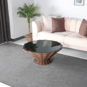 6887d0a7623d3e041b9c65dc6e1956594e630f61cd6a159de69dd.jpg Papella Duru Model Sculptural Square Coffee Table – A Modern Art Piece with Architectural Precision, Layered Walnut Symmetry, and a Reflective Black Glass Crown for Timeless Prestige