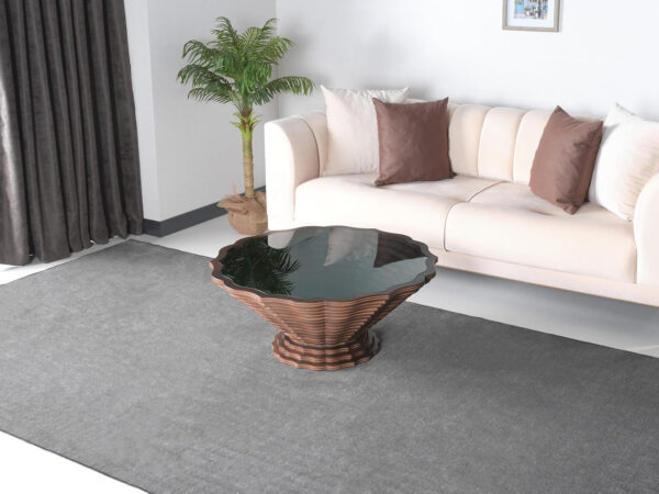 6887d0a7623d3e041b9c65dc6e1956594e630f61cd6a159de69dd.jpg Papella Duru Model Sculptural Square Coffee Table – A Modern Art Piece with Architectural Precision, Layered Walnut Symmetry, and a Reflective Black Glass Crown for Timeless Prestige