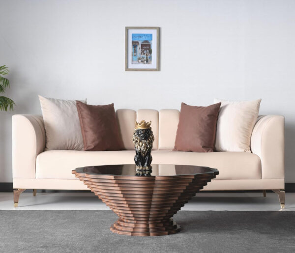 6887d0a9e877b1e41574b9d8521827050f3fdde3d092ebf447390.jpg Papella Duru Model Sculptural Square Coffee Table – A Modern Art Piece with Architectural Precision, Layered Walnut Symmetry, and a Reflective Black Glass Crown for Timeless Prestige