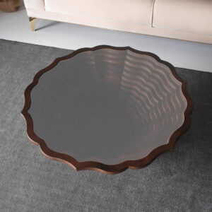 6887d0afa083d0125554b53a5814f038dad7d22a5dd865f590b45.jpg Papella Duru Model Sculptural Square Coffee Table – A Modern Art Piece with Architectural Precision, Layered Walnut Symmetry, and a Reflective Black Glass Crown for Timeless Prestige
