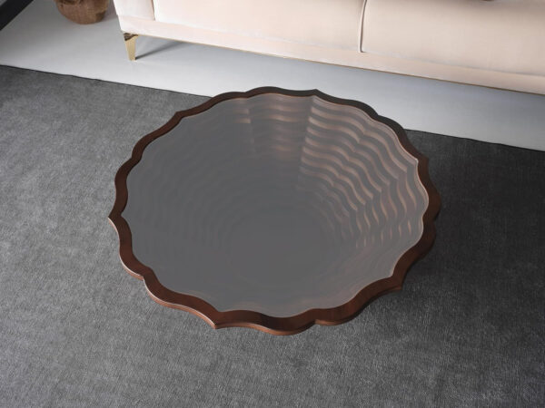 6887d0afa083d0125554b53a5814f038dad7d22a5dd865f590b45.jpg Papella Duru Model Sculptural Square Coffee Table – A Modern Art Piece with Architectural Precision, Layered Walnut Symmetry, and a Reflective Black Glass Crown for Timeless Prestige