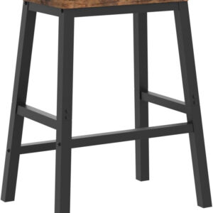 HOOBRO Bar Stools, Set of 2 Bar Chairs, 23.6 Inch Saddle Stools, Kitchen Counter Seat with Footrests, Industrial Barstools for Dining Room, Kitchen, Counter, Rustic Brown and Black BF02MD01