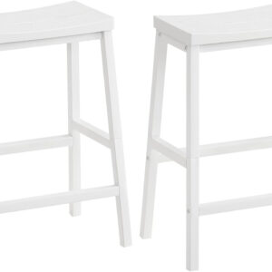 HOOBRO Bar Stools, Set of 2 Bar Chairs, 23.6 Inch Saddle Stools, Kitchen Counter Seat with Footrests, Industrial Barstools for Dining Room, Kitchen, Counter, Rustic Brown and Black BF02MD01