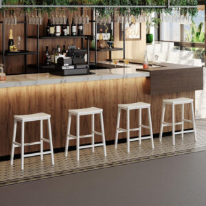 HOOBRO Bar Stools, Set of 2 Bar Chairs, 23.6 Inch Saddle Stools, Kitchen Counter Seat with Footrests, Industrial Barstools for Dining Room, Kitchen, Counter, Rustic Brown and Black BF02MD01