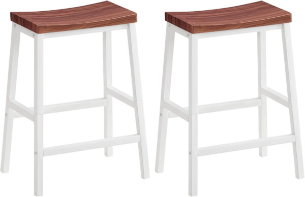 HOOBRO Bar Stools, Set of 2 Bar Chairs, 23.6 Inch Saddle Stools, Kitchen Counter Seat with Footrests, Industrial Barstools for Dining Room, Kitchen, Counter, Rustic Brown and Black BF02MD01