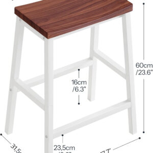 HOOBRO Bar Stools, Set of 2 Bar Chairs, 23.6 Inch Saddle Stools, Kitchen Counter Seat with Footrests, Industrial Barstools for Dining Room, Kitchen, Counter, Rustic Brown and Black BF02MD01