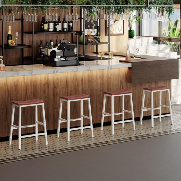 HOOBRO Bar Stools, Set of 2 Bar Chairs, 23.6 Inch Saddle Stools, Kitchen Counter Seat with Footrests, Industrial Barstools for Dining Room, Kitchen, Counter, Rustic Brown and Black BF02MD01