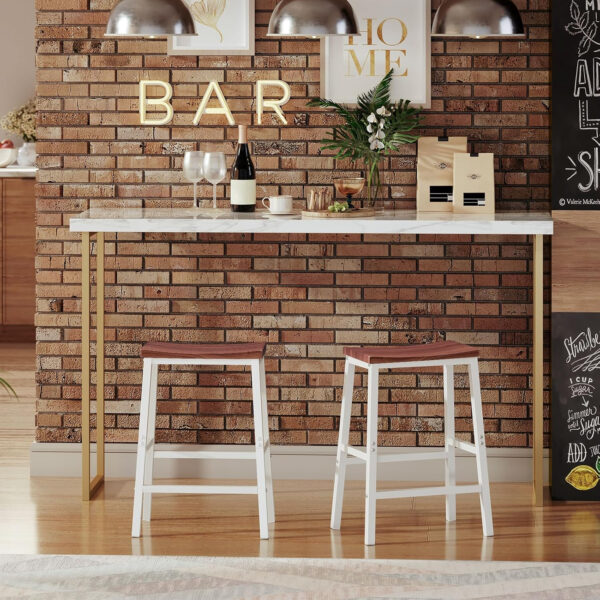 HOOBRO Bar Stools, Set of 2 Bar Chairs, 23.6 Inch Saddle Stools, Kitchen Counter Seat with Footrests, Industrial Barstools for Dining Room, Kitchen, Counter, Rustic Brown and Black BF02MD01