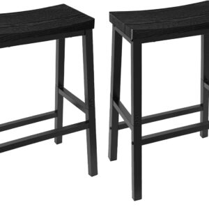 HOOBRO Bar Stools, Set of 2 Bar Chairs, 23.6 Inch Saddle Stools, Kitchen Counter Seat with Footrests, Industrial Barstools for Dining Room, Kitchen, Counter, Rustic Brown and Black BF02MD01