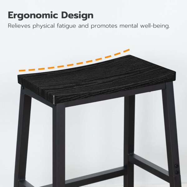 HOOBRO Bar Stools, Set of 2 Bar Chairs, 23.6 Inch Saddle Stools, Kitchen Counter Seat with Footrests, Industrial Barstools for Dining Room, Kitchen, Counter, Rustic Brown and Black BF02MD01