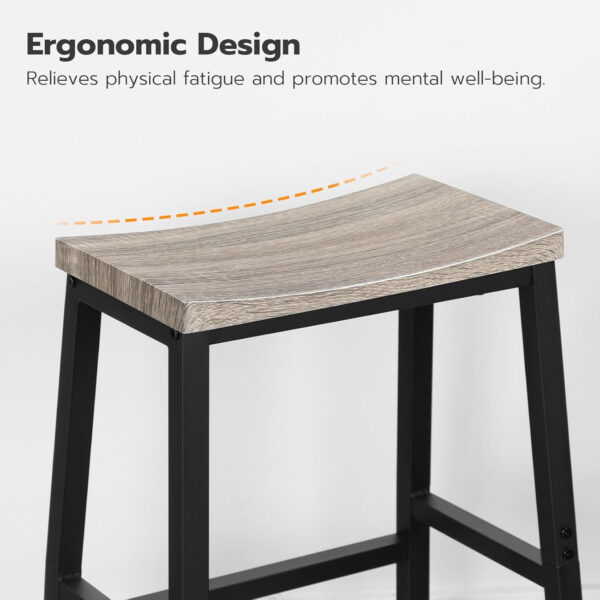 HOOBRO Bar Stools, Set of 2 Bar Chairs, 23.6 Inch Saddle Stools, Kitchen Counter Seat with Footrests, Industrial Barstools for Dining Room, Kitchen, Counter, Rustic Brown and Black BF02MD01