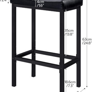 HOOBRO Bar Stools, Set of 2 Bar Chairs, Counter Height Stools, Saddle Barstools with Curved Surface, 24.8 Inches, 2.4" Thick Upholstery, for Kitchen, Dining Room, Cafe Black BB10BY01