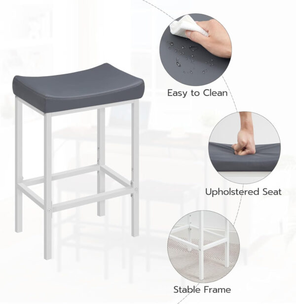 HOOBRO Bar Stools, Set of 2 Bar Chairs, Counter Height Stools, Saddle Barstools with Curved Surface, 24.8 Inches, 2.4" Thick Upholstery, for Kitchen, Dining Room, Cafe Black BB10BY01