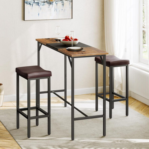 HOOBRO Bar Stools, Set of 2 Bar Chairs, Counter Height Stools, Saddle Barstools with Curved Surface, 24.8 Inches, 2.4" Thick Upholstery, for Kitchen, Dining Room, Cafe Black BB10BY01