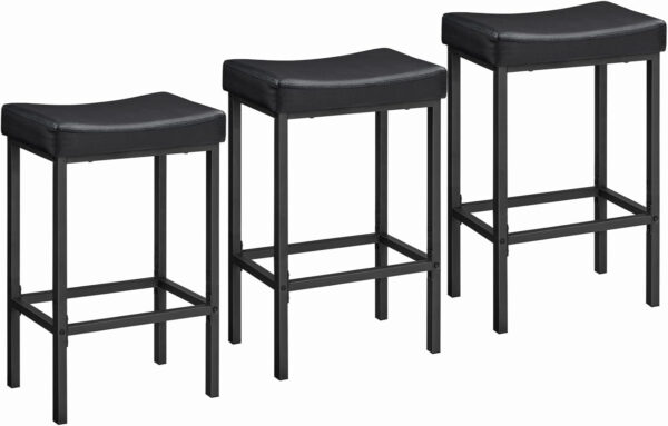 HOOBRO Bar Stools, Set of 2 Bar Chairs, Counter Height Stools, Saddle Barstools with Curved Surface, 24.8 Inches, 2.4" Thick Upholstery, for Kitchen, Dining Room, Cafe Black BB10BY01