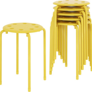 6887d3e2561214cd9420b1b40c1ae761ff8b7663eb35b91f97d83.jpg VECELO 6-Piece Stacking Stools, 17.7 Inch Standard Height, Portable Stackable Colorful Decoration Stools for School Classroom and Office Use, Yellow
