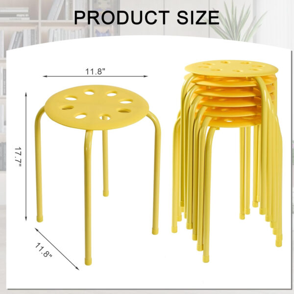 6887d3e5afc2d74856d719f1135c6f1641b791d2237623ed2c085.jpg VECELO 6-Piece Stacking Stools, 17.7 Inch Standard Height, Portable Stackable Colorful Decoration Stools for School Classroom and Office Use, Yellow