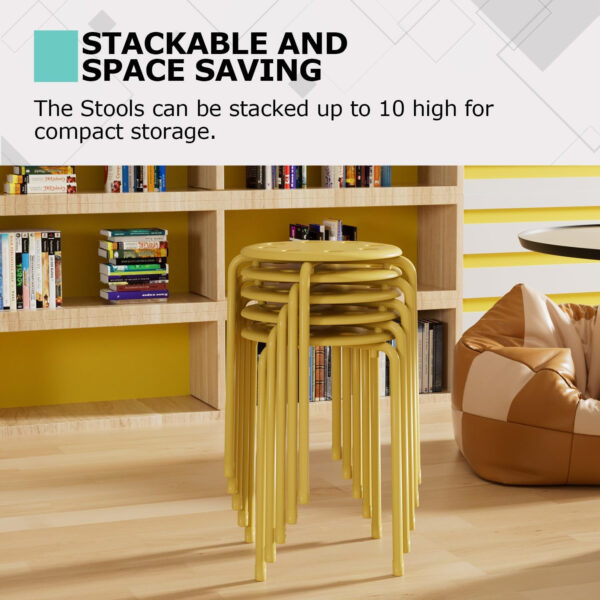 6887d3e84f173fb5d4fda3f7a385f75cb3139e88d8503d4d4b423.jpg VECELO 6-Piece Stacking Stools, 17.7 Inch Standard Height, Portable Stackable Colorful Decoration Stools for School Classroom and Office Use, Yellow