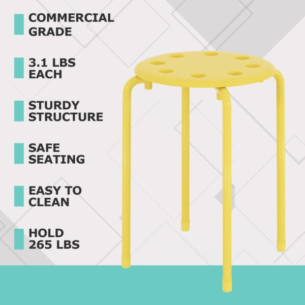 6887d3e99af2e953c1ff9125b734170ed1516cea6d2fed9fc23d5.jpg VECELO 6-Piece Stacking Stools, 17.7 Inch Standard Height, Portable Stackable Colorful Decoration Stools for School Classroom and Office Use, Yellow