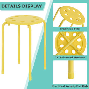 6887d3eaef718ed6f1f1802de6bfb1fb668fb4e7acc3825b458fa.jpg VECELO 6-Piece Stacking Stools, 17.7 Inch Standard Height, Portable Stackable Colorful Decoration Stools for School Classroom and Office Use, Yellow