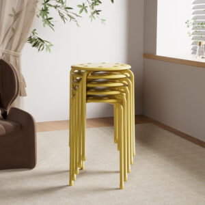 6887d3edcde82a6d9bbdcee2496ed8e9ea2be59ceec7c252907c4.jpg VECELO 6-Piece Stacking Stools, 17.7 Inch Standard Height, Portable Stackable Colorful Decoration Stools for School Classroom and Office Use, Yellow