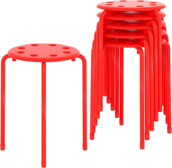 6887d3ef1587904f9468a3e61ef94398d4bc663758097b44ab6fc.jpg VECELO 6-Piece Stacking Stools, 17.7 Inch Standard Height, Portable Stackable Colorful Decoration Stools for School Classroom and Office Use, Yellow