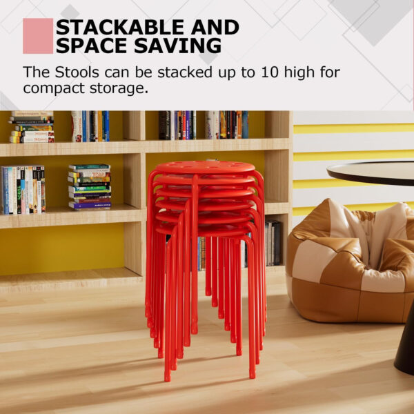 6887d3fa12b9ad2941aa4365d401d96c21352010639a071e725eb.jpg VECELO 6-Piece Stacking Stools, 17.7 Inch Standard Height, Portable Stackable Colorful Decoration Stools for School Classroom and Office Use, Yellow