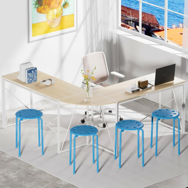 6887d40c326bc392588d90b0ea0d8a01ac683a189301b542932d2.jpg VECELO 6-Piece Stacking Stools, 17.7 Inch Standard Height, Portable Stackable Colorful Decoration Stools for School Classroom and Office Use, Yellow