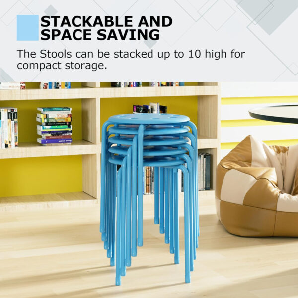6887d40ec1a3cde2bcf842918eb634a18ee0f6299c0a369190af1.jpg VECELO 6-Piece Stacking Stools, 17.7 Inch Standard Height, Portable Stackable Colorful Decoration Stools for School Classroom and Office Use, Yellow