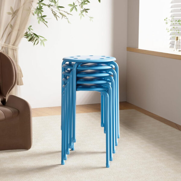 6887d413a44b2fd849e3ce50ec36864027e85963700cdcf9f191e.jpg VECELO 6-Piece Stacking Stools, 17.7 Inch Standard Height, Portable Stackable Colorful Decoration Stools for School Classroom and Office Use, Yellow