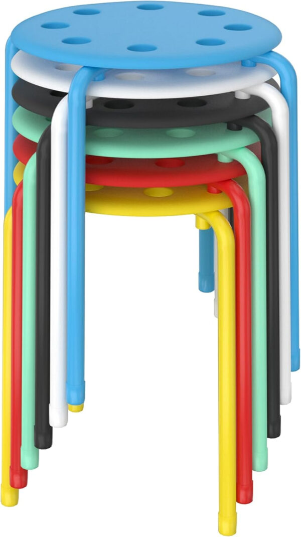 6887d41571844511bbb1f4154524a5ebf9a3c96f55a0891f54b42.jpg VECELO 6-Piece Stacking Stools, 17.7 Inch Standard Height, Portable Stackable Colorful Decoration Stools for School Classroom and Office Use, Yellow