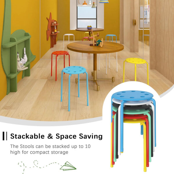 6887d418d3ca74d68b4b0c7a50856d6caa8ea988c577eaf1704c9.jpg VECELO 6-Piece Stacking Stools, 17.7 Inch Standard Height, Portable Stackable Colorful Decoration Stools for School Classroom and Office Use, Yellow
