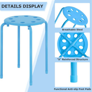 6887d41a0ea191d4592038e0a367598d2a27e90ad92b9b04dad60.jpg VECELO 6-Piece Stacking Stools, 17.7 Inch Standard Height, Portable Stackable Colorful Decoration Stools for School Classroom and Office Use, Yellow