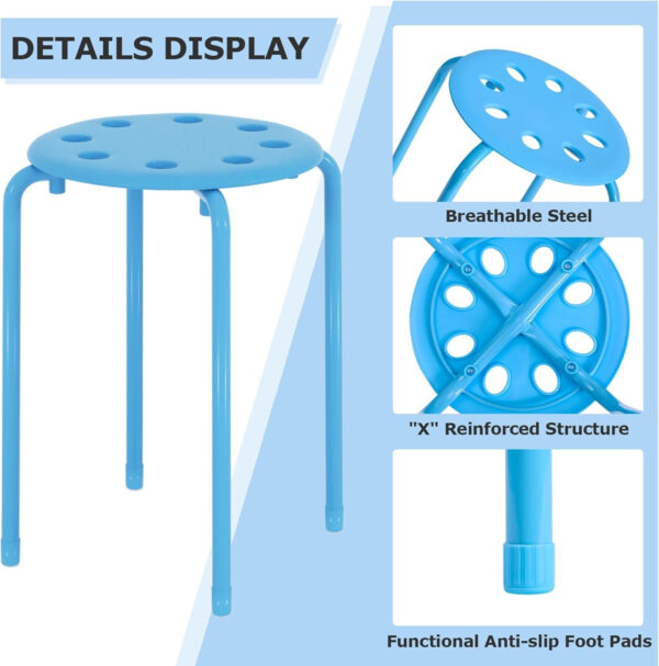 6887d41a0ea191d4592038e0a367598d2a27e90ad92b9b04dad60.jpg VECELO 6-Piece Stacking Stools, 17.7 Inch Standard Height, Portable Stackable Colorful Decoration Stools for School Classroom and Office Use, Yellow