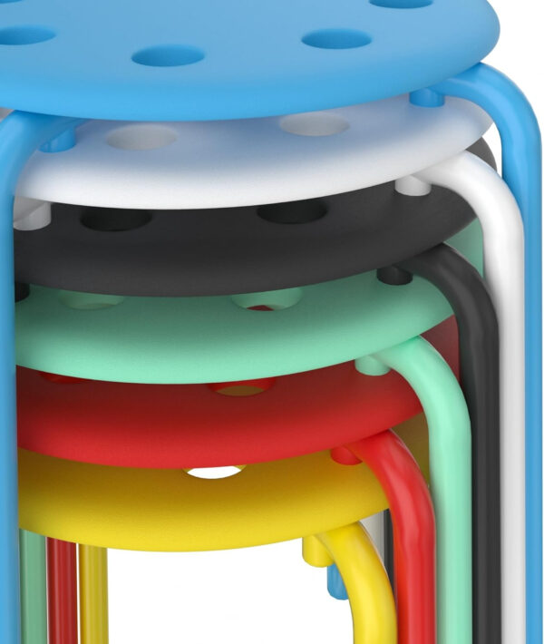 6887d41e86d574c3e66375043346564bb1ec4748b574f081f2aed.jpg VECELO 6-Piece Stacking Stools, 17.7 Inch Standard Height, Portable Stackable Colorful Decoration Stools for School Classroom and Office Use, Yellow