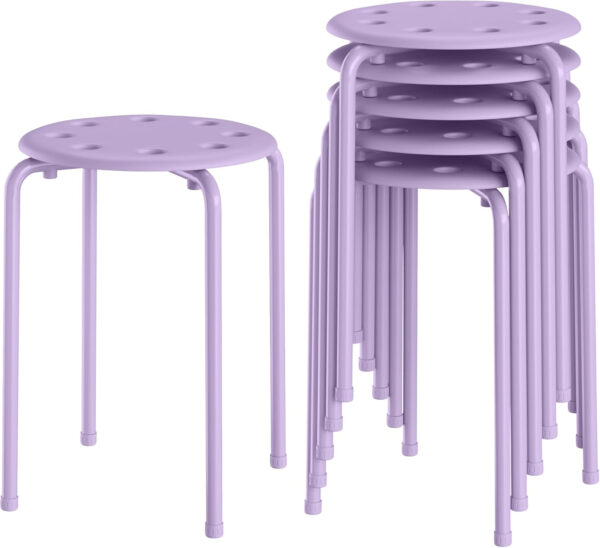 6887d420c360bfa40f84927780dcb579ce0adf53bf3bbbcb3b982.jpg VECELO 6-Piece Stacking Stools, 17.7 Inch Standard Height, Portable Stackable Colorful Decoration Stools for School Classroom and Office Use, Yellow