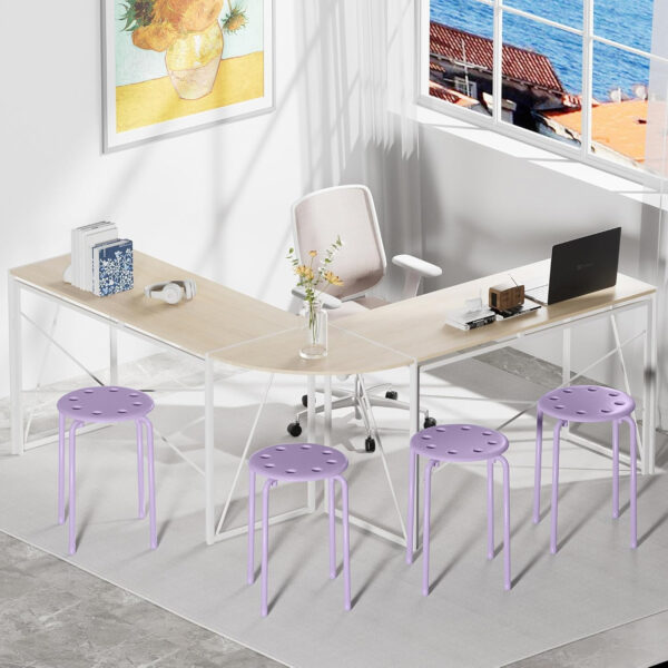 6887d4221f4c4db4e6217a81968357bb59be6859840270e43bcb5.jpg VECELO 6-Piece Stacking Stools, 17.7 Inch Standard Height, Portable Stackable Colorful Decoration Stools for School Classroom and Office Use, Yellow