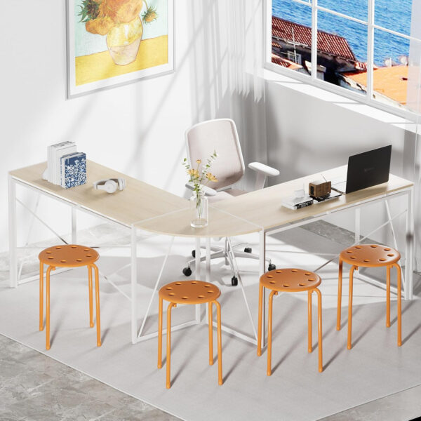 6887d42b5676e0788a90f0422ed35b8629e3f91b463897a2b83b1.jpg VECELO 6-Piece Stacking Stools, 17.7 Inch Standard Height, Portable Stackable Colorful Decoration Stools for School Classroom and Office Use, Yellow