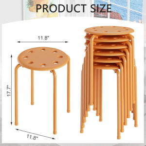 6887d42cc1a374802dc80eea69c3283c06232be114832b01484d9.jpg VECELO 6-Piece Stacking Stools, 17.7 Inch Standard Height, Portable Stackable Colorful Decoration Stools for School Classroom and Office Use, Yellow