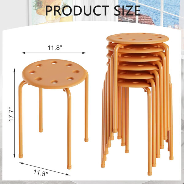 6887d42cc1a374802dc80eea69c3283c06232be114832b01484d9.jpg VECELO 6-Piece Stacking Stools, 17.7 Inch Standard Height, Portable Stackable Colorful Decoration Stools for School Classroom and Office Use, Yellow