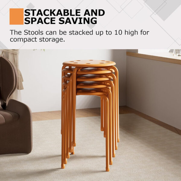 6887d42e306e6ee3ab27922f25693a4dcad22438d1c163905e963.jpg VECELO 6-Piece Stacking Stools, 17.7 Inch Standard Height, Portable Stackable Colorful Decoration Stools for School Classroom and Office Use, Yellow