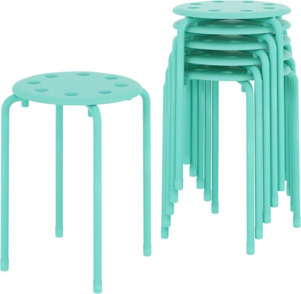 6887d43428b3b51c5a0d6adb1a7669996ac8a7ea1a2da1f01f4fa.jpg VECELO 6-Piece Stacking Stools, 17.7 Inch Standard Height, Portable Stackable Colorful Decoration Stools for School Classroom and Office Use, Yellow
