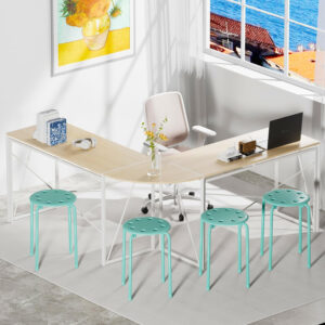 6887d4357b15e73715291d2432ebe409a7dbc8279a2b07bc1db5d.jpg VECELO 6-Piece Stacking Stools, 17.7 Inch Standard Height, Portable Stackable Colorful Decoration Stools for School Classroom and Office Use, Yellow