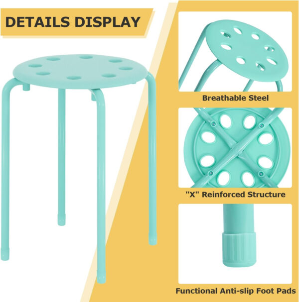 6887d43b247d2cd84a505be15045208e7935f9af5a4bab88a64d7.jpg VECELO 6-Piece Stacking Stools, 17.7 Inch Standard Height, Portable Stackable Colorful Decoration Stools for School Classroom and Office Use, Yellow