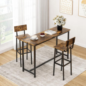 6887d4620d3ac35d0f9b57ac428d9bab953105237a30e5f630ab9.jpg GILLAS Set of 2 Bar Stools, Tall Bar Stool with Backrest and Footrest, Tall Bar Chairs, Industrial Style Counter Height Bar Stool for Dining Room, Kitchen, Rustic Brown
