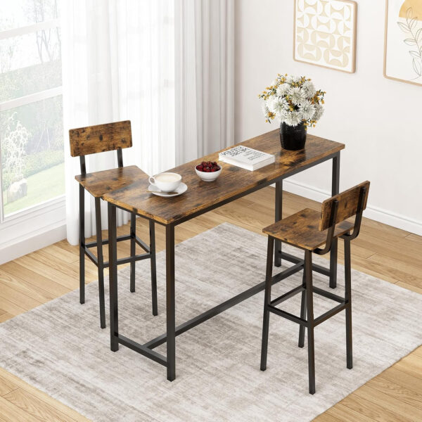 6887d4620d3ac35d0f9b57ac428d9bab953105237a30e5f630ab9.jpg GILLAS Set of 2 Bar Stools, Tall Bar Stool with Backrest and Footrest, Tall Bar Chairs, Industrial Style Counter Height Bar Stool for Dining Room, Kitchen, Rustic Brown
